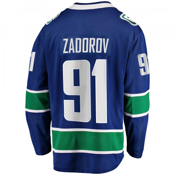 Men's Vancouver Canucks Nikita Zadorov Fanatics Blue Home Premier Breakaway Player Jersey