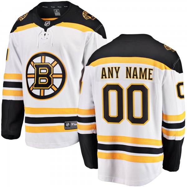 Men's Boston Bruins Fanatics White Away Breakaway Custom Jersey