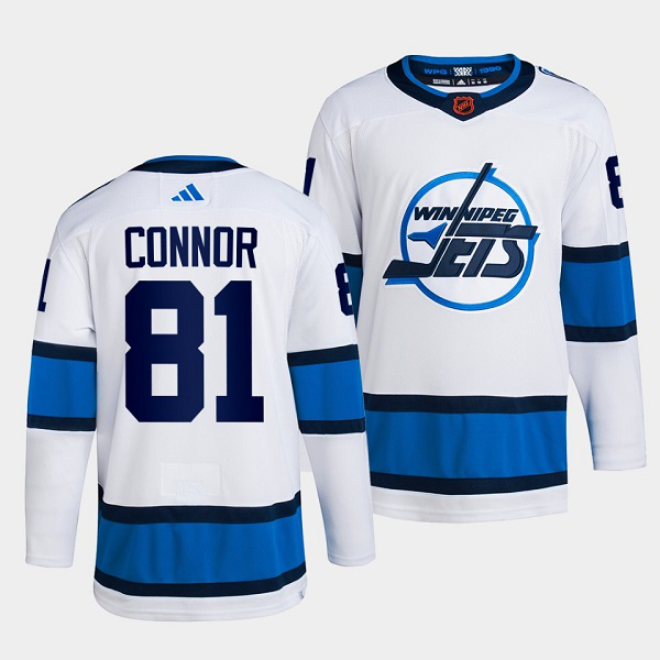 Men's Winnipeg Jets #81 Kyle Connor White 2022 Reverse Retro NHL Jersey