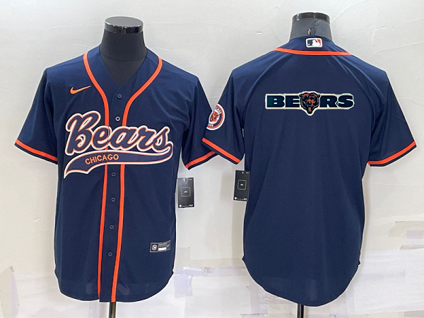 Men's Chicago Bears Blank Navy Stitched Baseball Cool Base Jersey