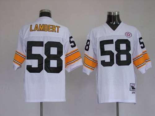 Men's Mitchell And Ness Pittsburgh Steelers #58 Jack Lambert White Stitched Throwback NFL Jersey