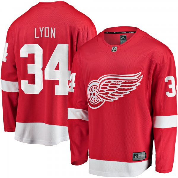 Men's Detroit Red Wings Alex Lyon Fanatics Red Home Breakaway Jersey