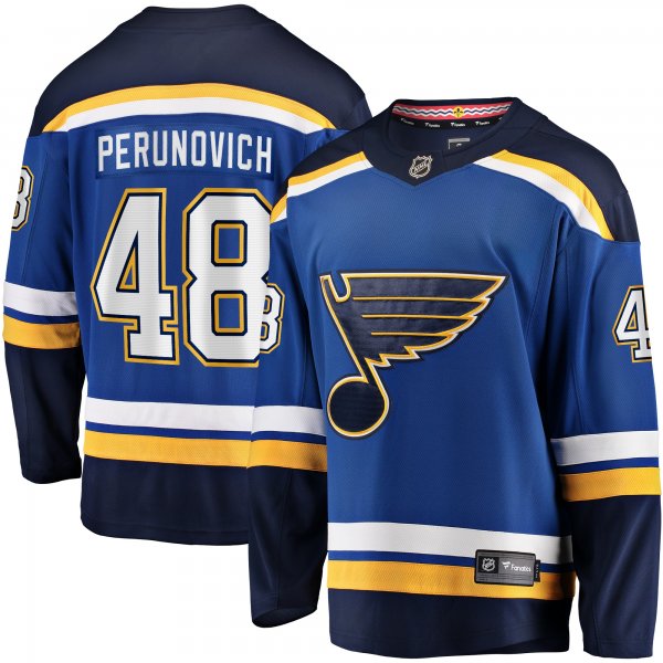 Men's St. Louis Blues Scott Perunovich Fanatics Blue Home Premier Breakaway Player Jersey