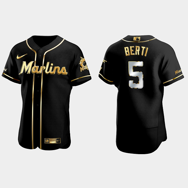 Miami Marlins #5 Jon Berti Golden Edition Jersey - Black