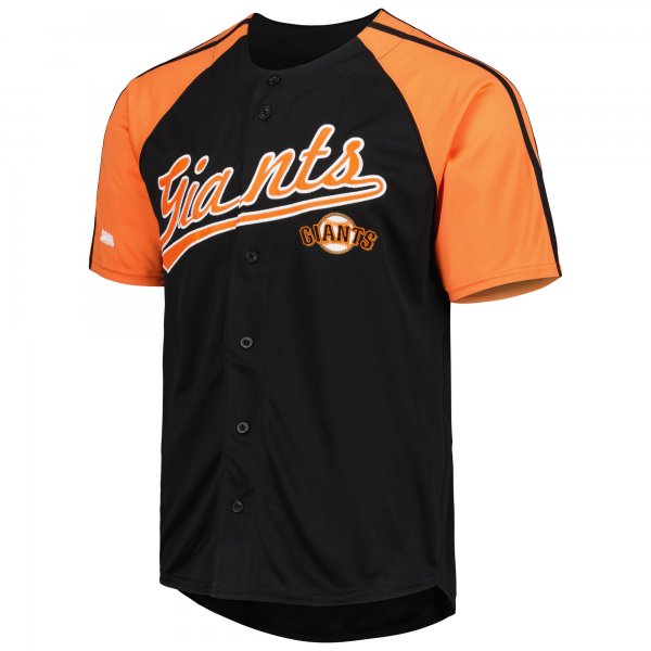 Men's San Francisco Giants Stitches Black Button-Down Raglan Fashion Jersey