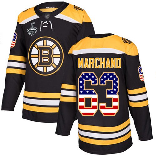 Boston Bruins #63 Brad Marchand Black Home USA Flag Stanley Cup Final Bound Stitched Adidas NHL Jersey