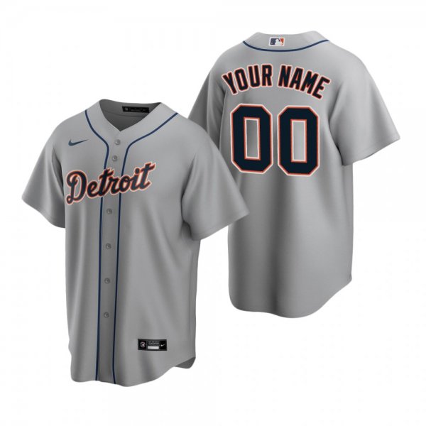 Men's Detroit Tigers Custom Nike Gray Road Jersey