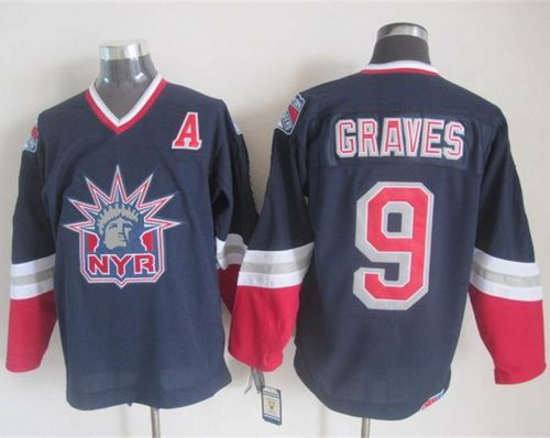 New York Rangers #9 Adam Graves Navy Blue CCM Statue Of Liberty Stitched NHL Jersey