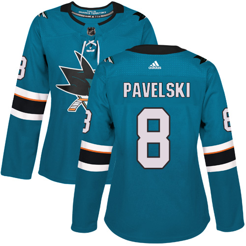 Adidas San Jose Sharks #8 Joe Pavelski Teal Home Women's Stitched NHL Jersey