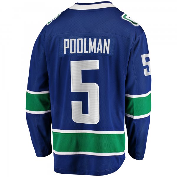 Men's Vancouver Canucks Tucker Poolman Fanatics Blue Home Premier Breakaway Player Jersey