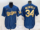 Men's Nike Los Angeles Dodgers #34 Fernando Valenzuela Blue Gold Throwback Cool Base MLB Jersey