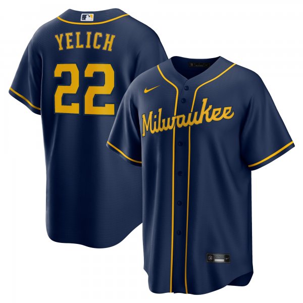 Men's Milwaukee Brewers Christian Yelich Nike Navy Alternate Replica Player Jersey