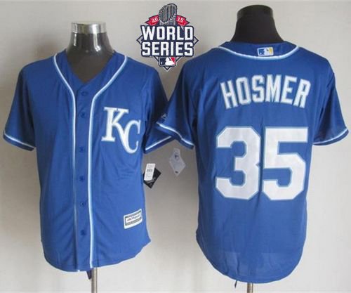 Kansas City Royals #35 Eric Hosmer Blue Alternate 2 New Cool Base W/2015 World Series Patch Stitched MLB Jersey