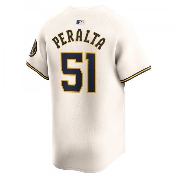 Men's Milwaukee Brewers Freddy Peralta Nike Cream Home Limited Player Jersey