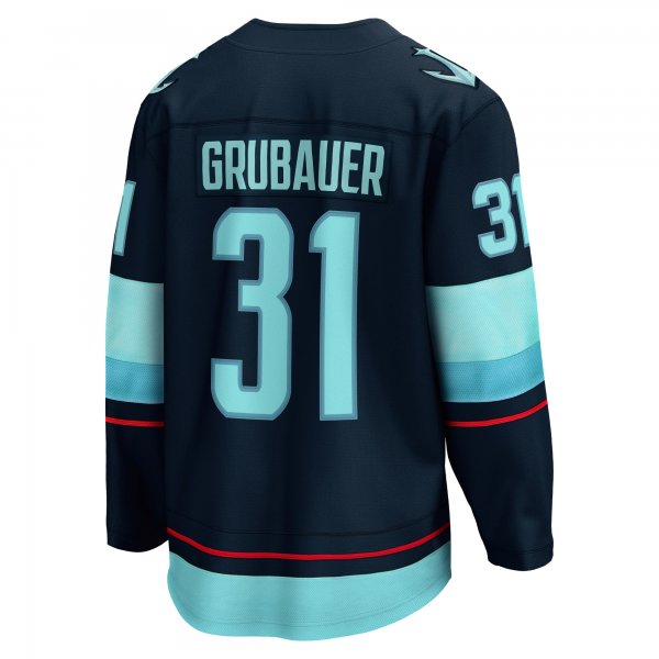 Men's Seattle Kraken Philipp Grubauer Fanatics Navy Home Breakaway Player Jersey