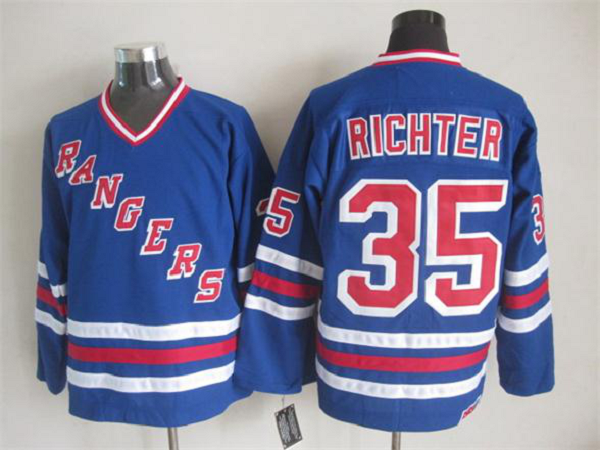 Men's New York Rangers #35 Richter Blue Throwback NHL Jersey