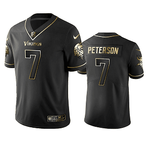 Men's Minnesota Vikings #7 Patrick Peterson Black Golden Edition Vapor Limited Jersey