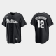 Men's Philadelphia Phillies #12 Kyle Schwarber Black White Official MLB Jersey