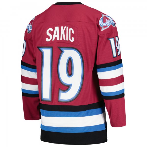 Men's Colorado Avalanche Joe Sakic Mitchell & Ness Burgundy 2001/02 Blue Line Alternate Player Jersey