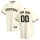 Men's Milwaukee Brewers Nike Cream Home Replica Custom Jersey