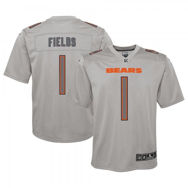 Youth Chicago Bears Justin Fields Nike Gray Atmosphere Game Jersey