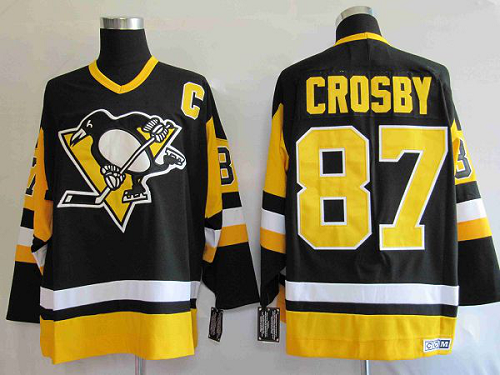 Pittsburgh Penguins #87 Sidney Crosby Stitched Black MitchellAndNess NHL Jersey