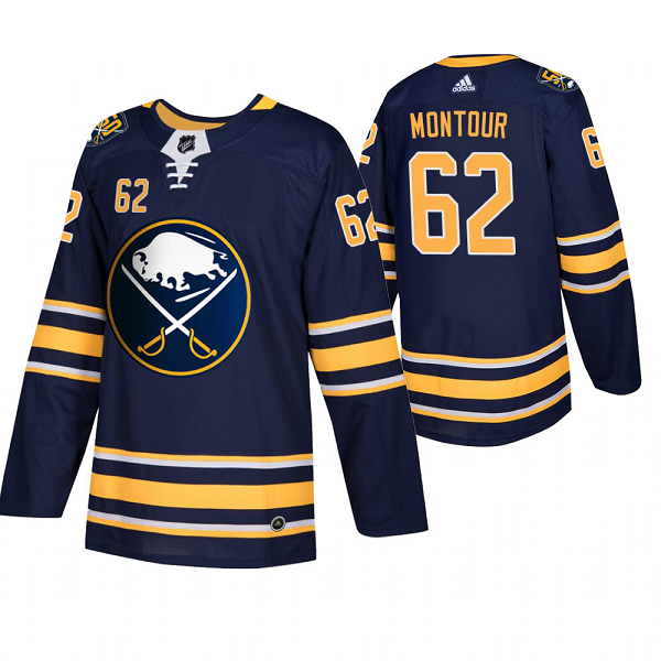 Men's Adidas Buffalo Sabres #62 Brandon Montour Navy 50th Anniversary Home Jersey