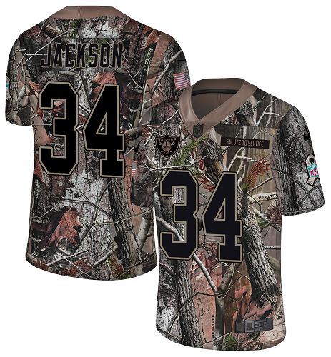 Nike Las Vegas Raiders #34 Bo Jackson Camo Men's Stitched NFL Limited Rush Realtree Jersey