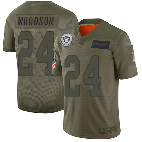 Men's Las Vegas Raiders #24 Charles Woodson Camo Stitched NFL Limited 2019 Salute To Service Jersey