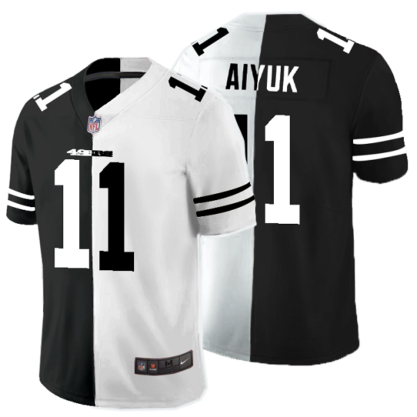 Men's Nike NFL San Francisco 49ers #11 Brandon Aiyuk Black White Peaceful Coexisting Split 2020 Vapor Untouchable Stitched Limited Jersey