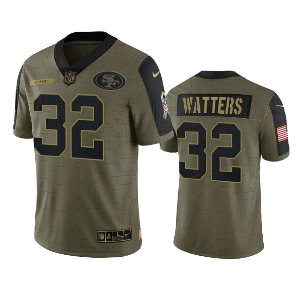 San Francisco 49ers Ricky Watters Olive 2021 Salute To Service Men's Limited NFL Jersey