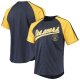 Men's Milwaukee Brewers Stitches Navy Button-Down Raglan Replica Jersey