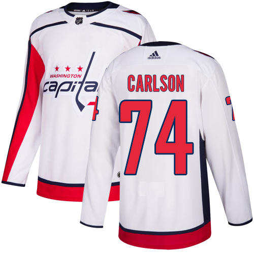 Adidas Washington Capitals #74 John Carlson White Road Stitched NHL Jersey