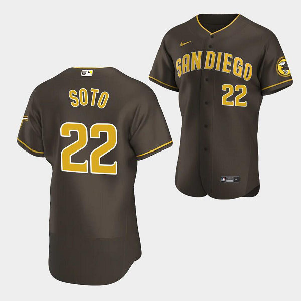 Men's San Diego Padres #22 Juan Soto Brown Road Flex Base MLB Jersey