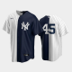 Men's split New York Yankees Home MLB Jersey 45 Gerrit Cole White-Navy Replica