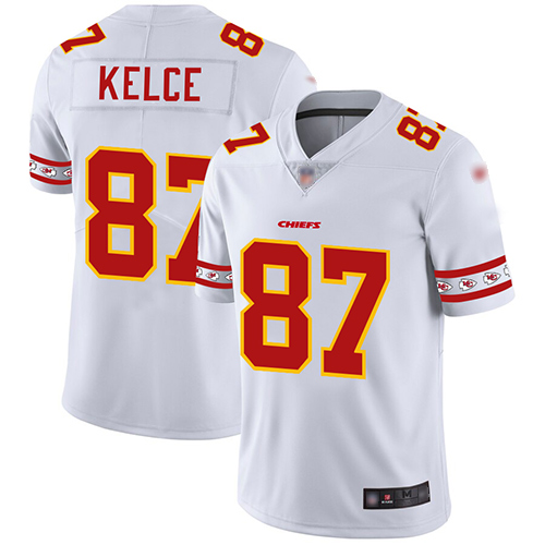 Kansas City Chiefs #87 Travis Kelce White Men's Stitched NFL Limited Team Logo Fashion Jersey