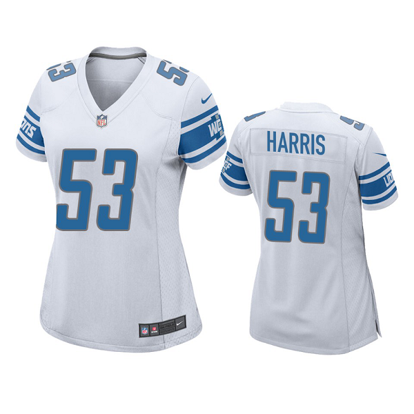 Women's Nike NFL Detroit Lions Charles Harris #53 White Limited Jersey