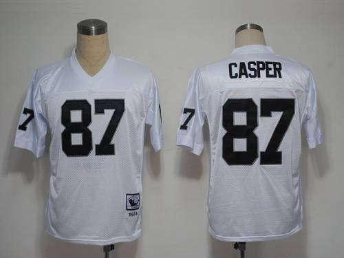 Men's Mitchell And Ness Las Vegas Raiders #87 Dave Casper White Throwback Stitched NFL Jersey