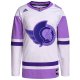 Men's Ottawa Senators adidas White/Purple Hockey Fights Cancer Primegreen Custom Jersey