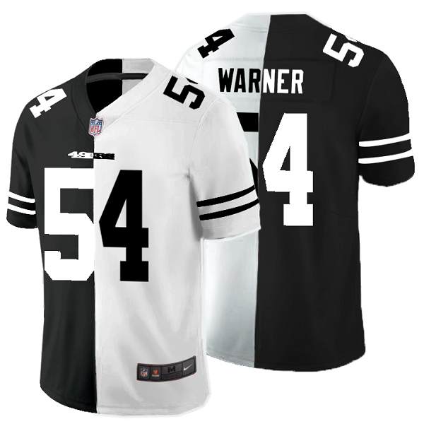 Men's Nike NFL San Francisco 49ers #54 Fred Warner Black White Peaceful Coexisting Split 2020 Vapor Untouchable Stitched Limited Jersey