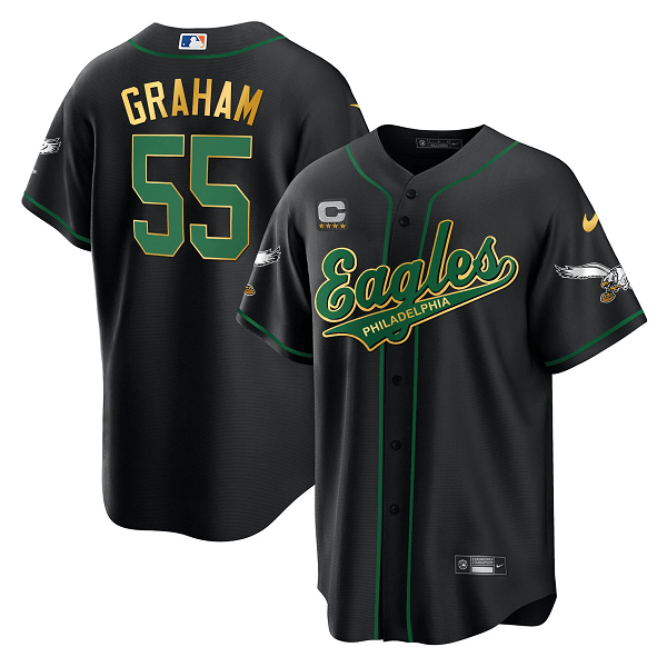 Men's Philadelphia Eagles #55 Brandon Graham Black Baseball Stitched Jersey