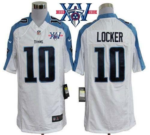 Nike Tennessee Titans #10 Jake Locker White With 15th Season Patch Men's Stitched NFL Game Jersey