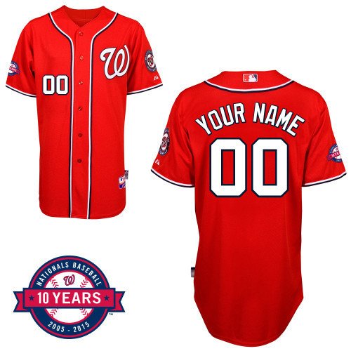 Nationals Red Men's Customized Cool Base 2005 2015 10 Years MLB Jersey