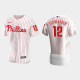 Men's Philadelphia Phillies #12 Kyle Schwarber White Home Flex Base MLB Jersey