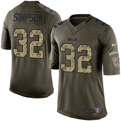 Nike Buffalo Bills #32 O. J. Simpson Green Men's Stitched NFL Limited Salute To Service Jersey