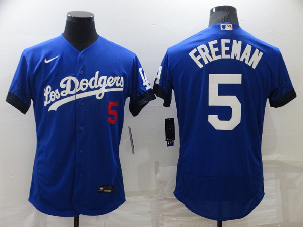 Men's Los Angeles Dodgers #5 Freddie Freeman Royal City Connect Stitched MLB Jersey