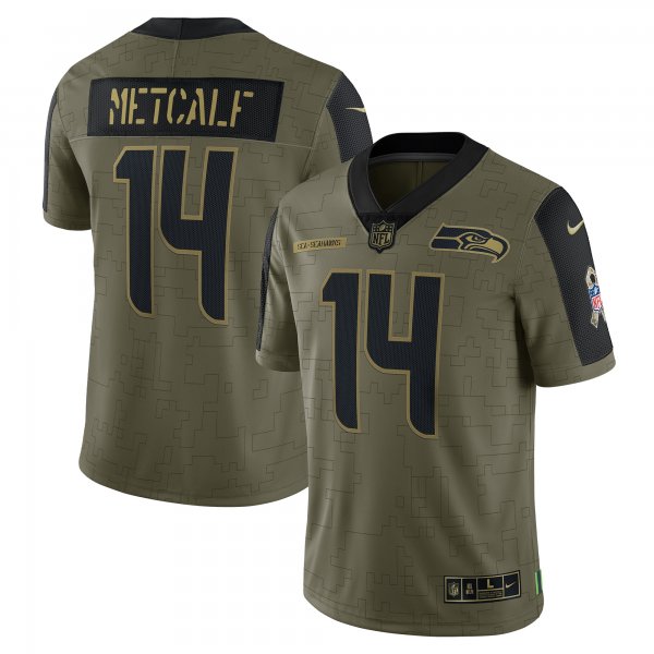 Men's Seattle Seahawks DK Metcalf Nike Olive 2021 Salute To Service Limited Player Jersey