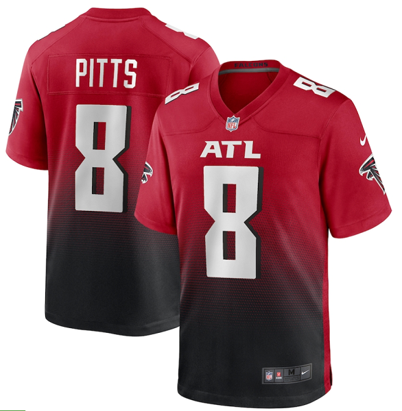 Men's Atlanta Falcons #8 Kyle Pitts Nike Red 2021 NFL Draft First Round Pick Limited Jersey