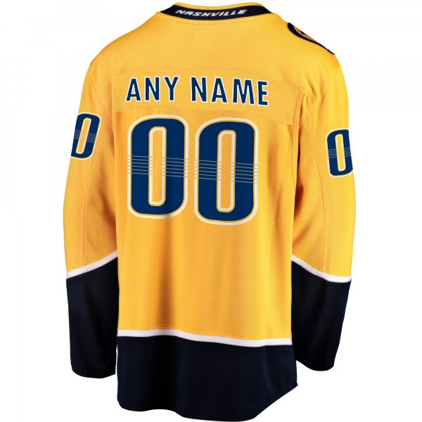 Men's Nashville Predators Fanatics Gold Home Breakaway Custom Jersey