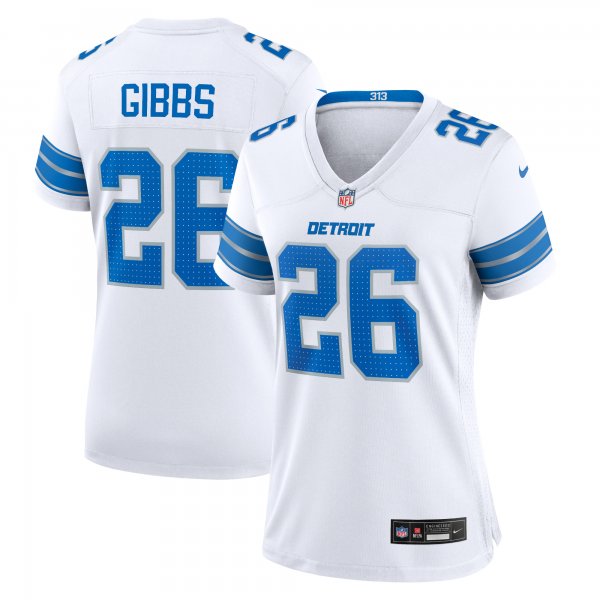 Women's Detroit Lions Jahmyr Gibbs Nike White Game Jersey